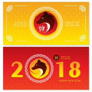 80630952_l 80630952 - chinese new year greeting cards. 2018 year of the yellow dog. vector illustration.